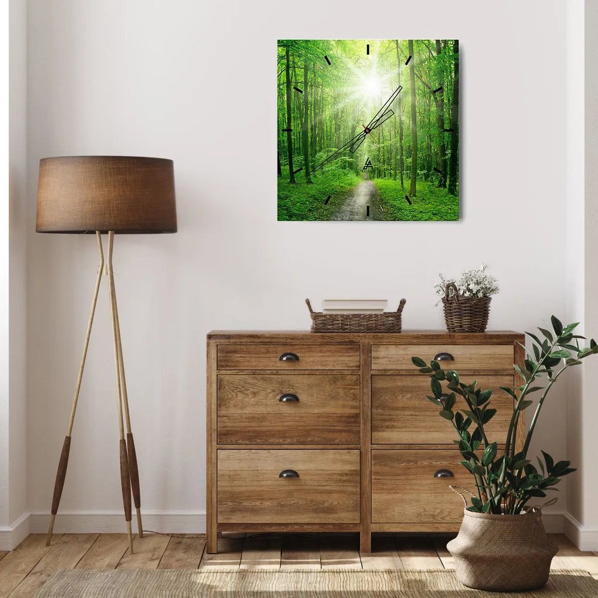 Relógio de parede - Relógio em vidro - Catedral Verde - 30x30 cm