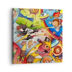 Quadro em tela - Uma grande aventura espacial - 30x30 cm