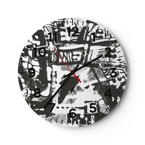 Relógio de parede - Relógio em vidro - Ordem ou caos? - 30x30 cm
