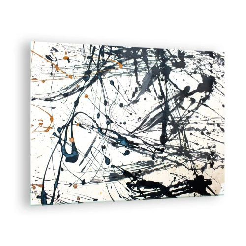 Quadro em vidro - Manchas e linhas abstratas em um fundo claro - 70x50cm - Com ou sem sentido? - Decoração de parede moderna para a sala de estar e quarto ARTTOR