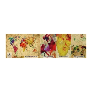 Amostra de papel de parede Premium Sand - A vida como um papel de mapa colorido - Mapa mundial, Continentes, Viagens - 100x30 cm