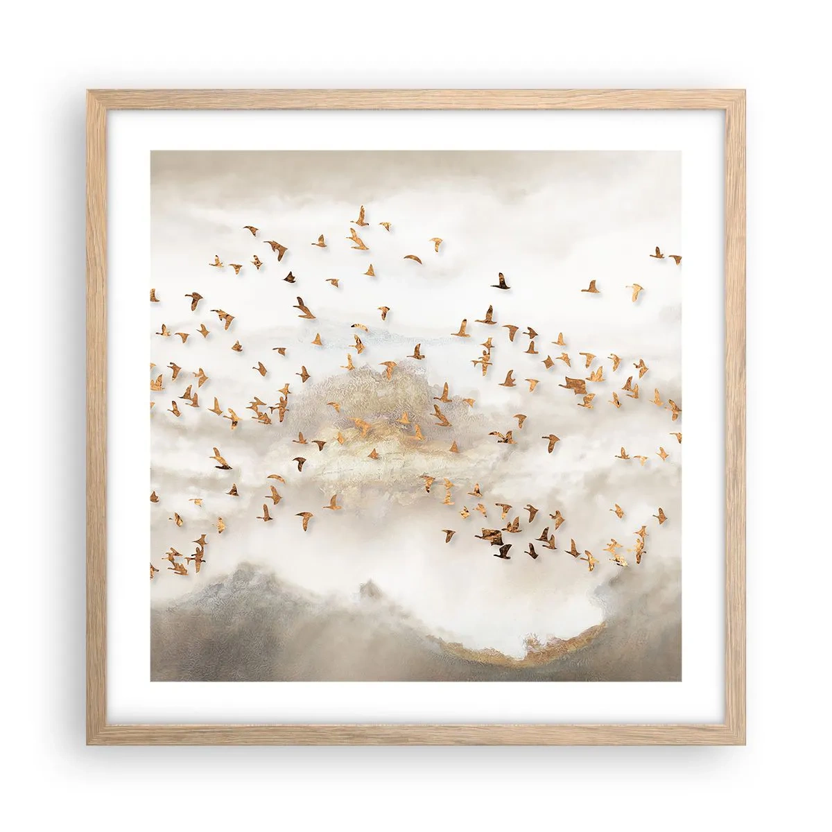 Pôster com moldura de carvalho claro - Está na hora… - 50x50 cm