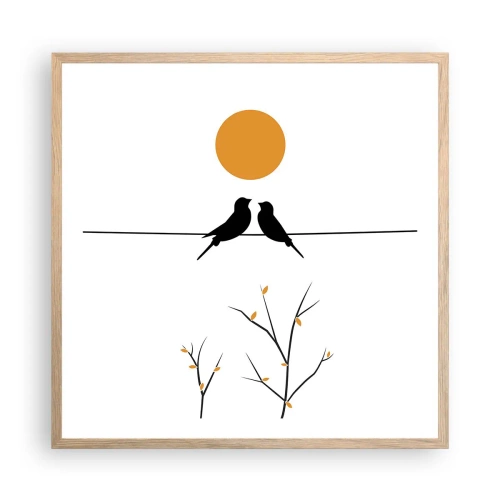 Pôster com moldura de carvalho claro - A noite dos rouxinóis - 60x60 cm