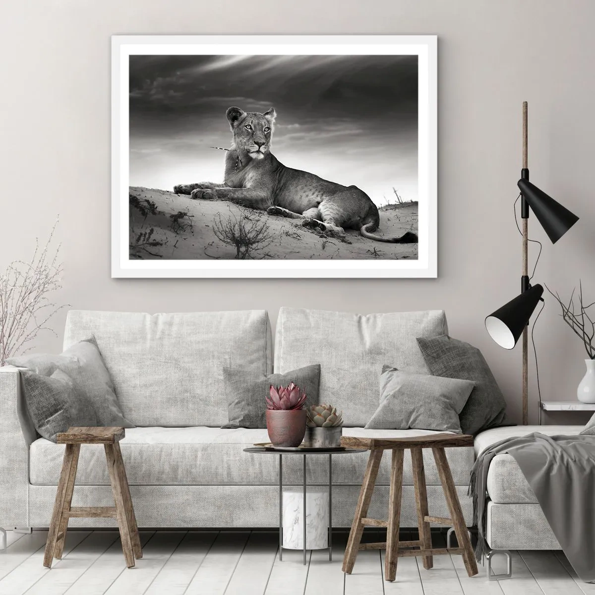 Pôster em moldura branca - Descanso da Rainha do Deserto - 50x40 cm