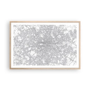 Pôster com moldura de carvalho claro - Mapa do labirinto de Londres - 91x61 cm