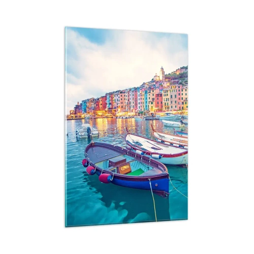 Quadro em vidro - Uma noite colorida no porto - 80x120 cm