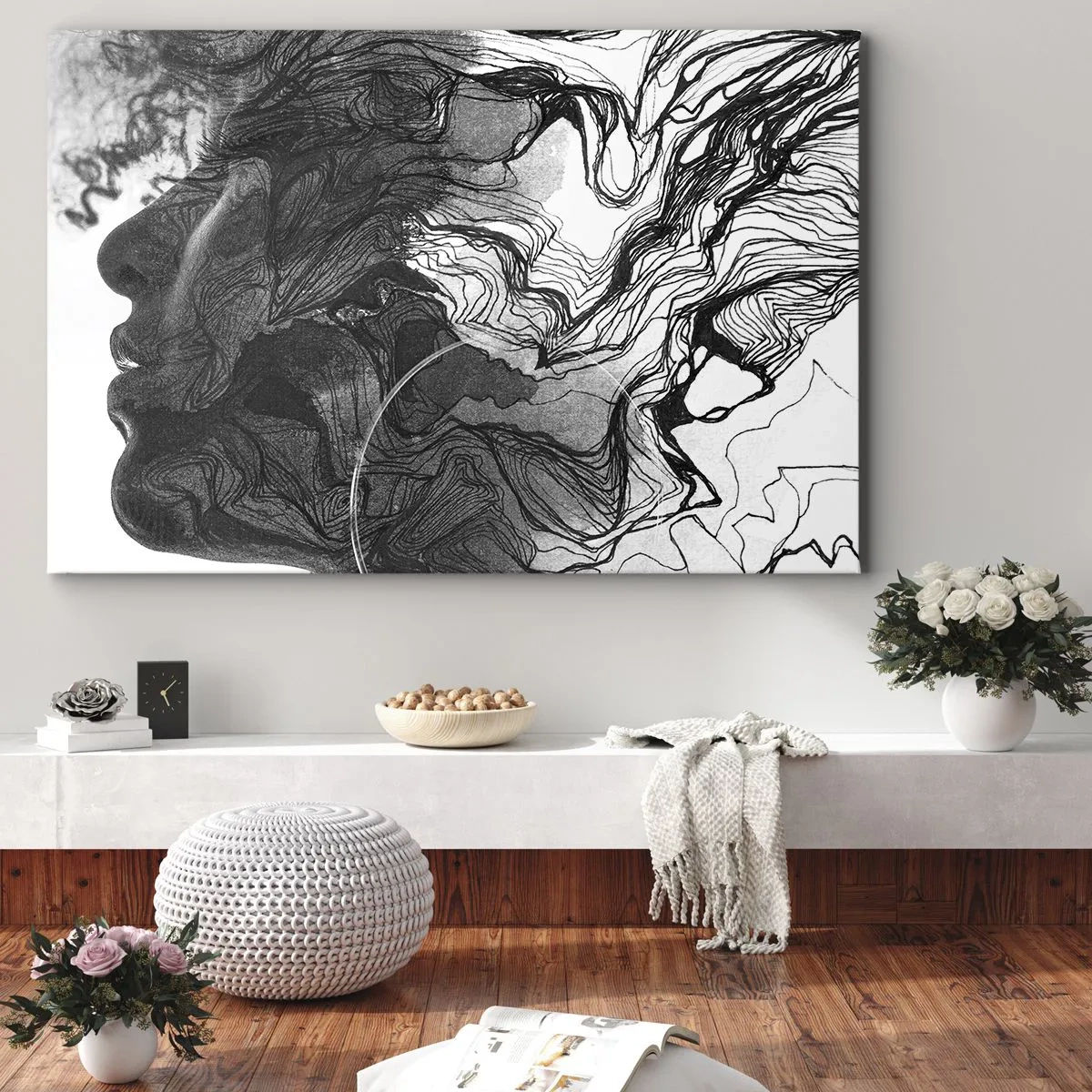 Quadro em tela - Entrelaçados em sonhos - 100x70 cm