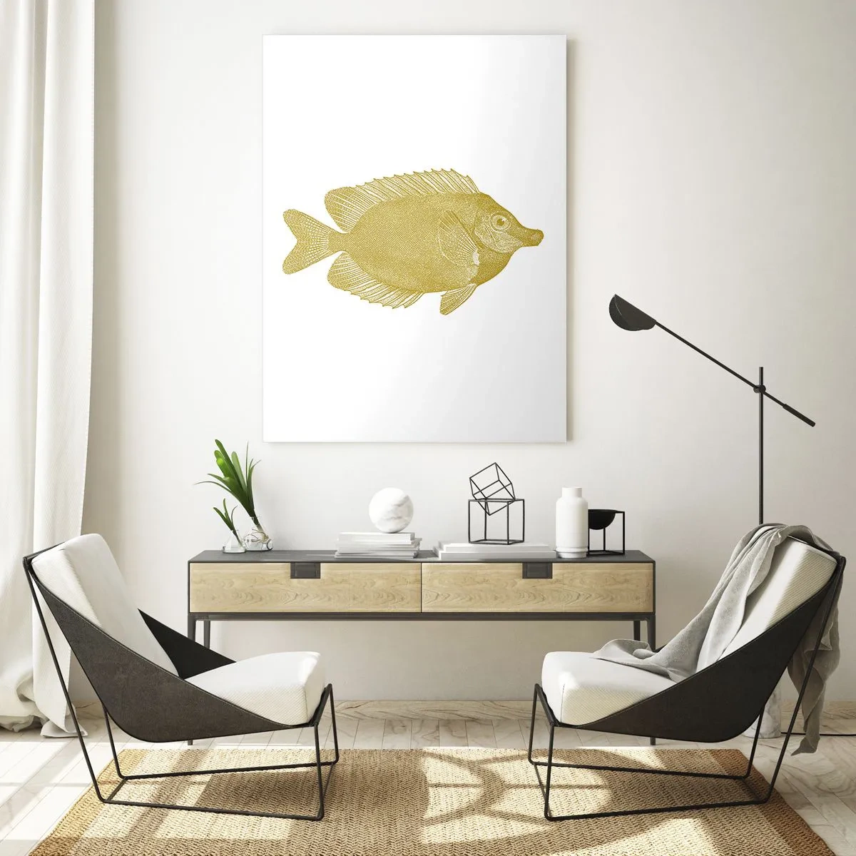 Quadro em vidro - Peixe e pronto - 80x120 cm