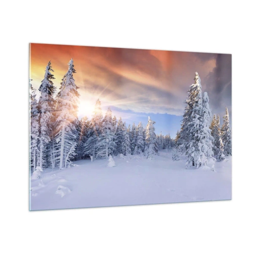 Quadro em vidro - Espetáculo de neve da natureza - 100x70 cm