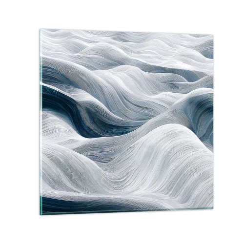 Quadro em vidro - Ondas brancas e azuis - 70x70 cm
