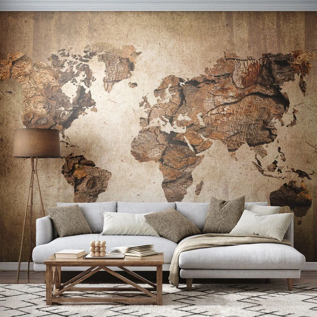 Papel de Parede Autocolante Deluxe Sticker - Descobrindo o o mundo - Mapa mundial, Continentes, Viagens - 250x175 cm