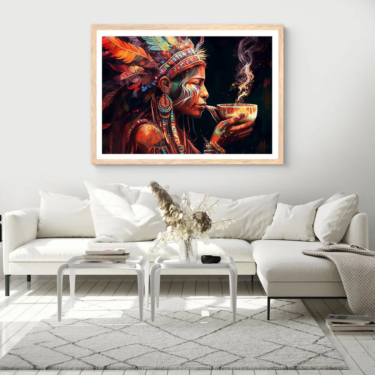 Pôster com moldura de carvalho claro - Ritual mágico - 40x30 cm