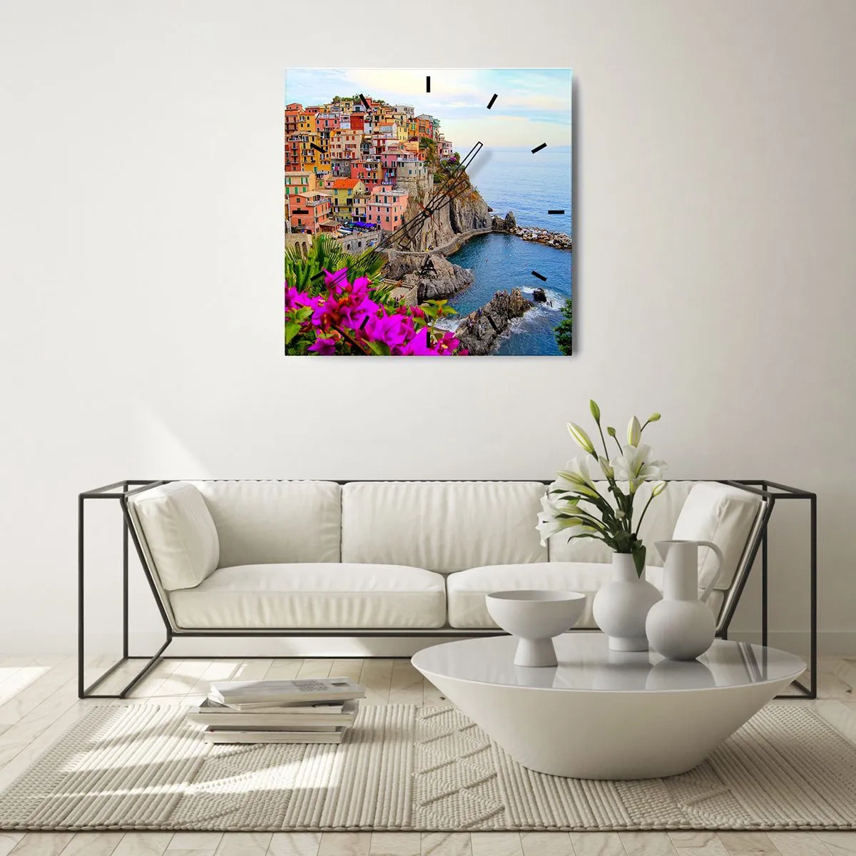 Relógio de parede - Relógio em vidro - A cidade que sorri - 30x30 cm