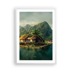 Pôster em moldura branca - Paraíso Tropical - 50x70 cm