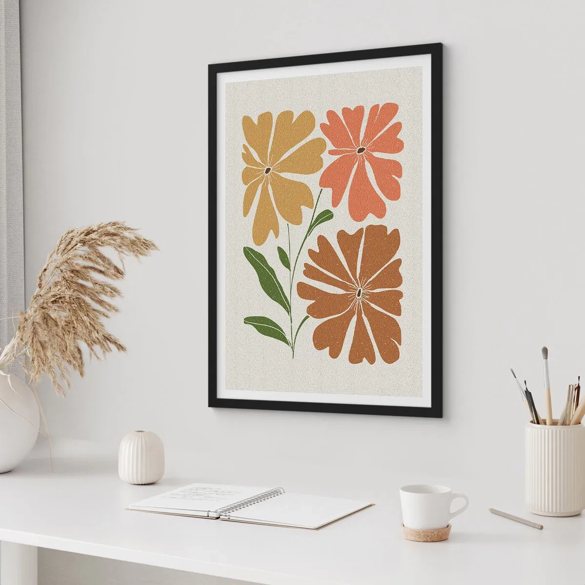 Pôster com moldura preta - Natureza e geometria - 70x100 cm