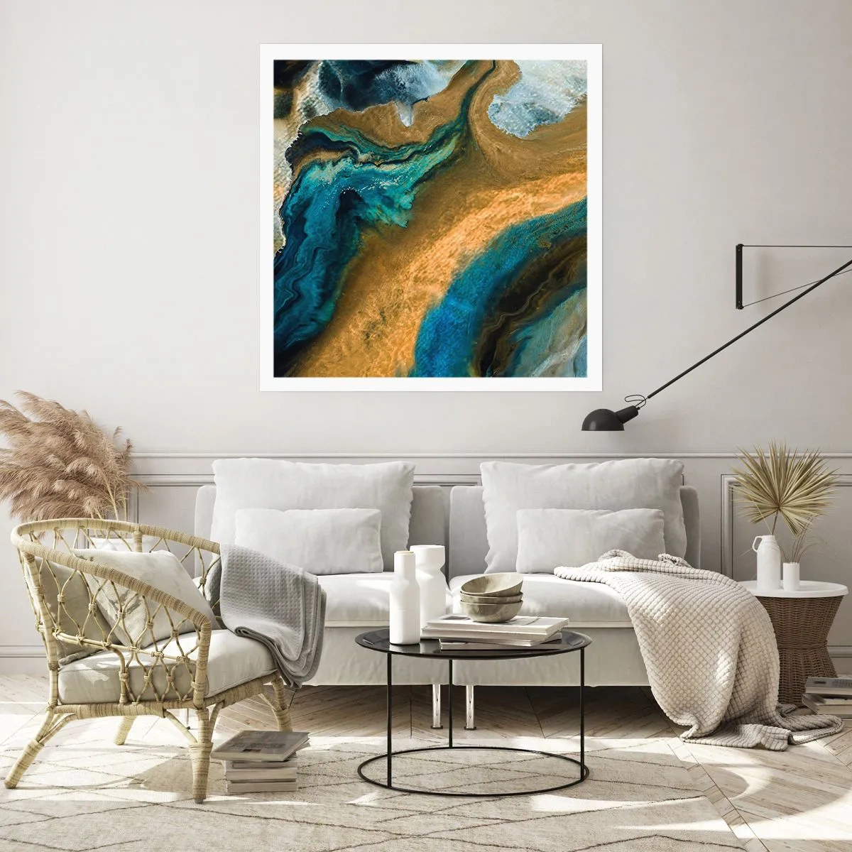 Pôster - Azul – amarelo – influências mútuas - 50x50 cm