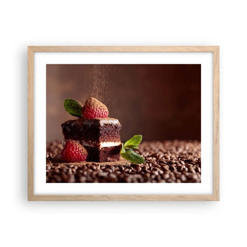 Pôster com moldura de carvalho claro - A vida é doce - 50x40 cm