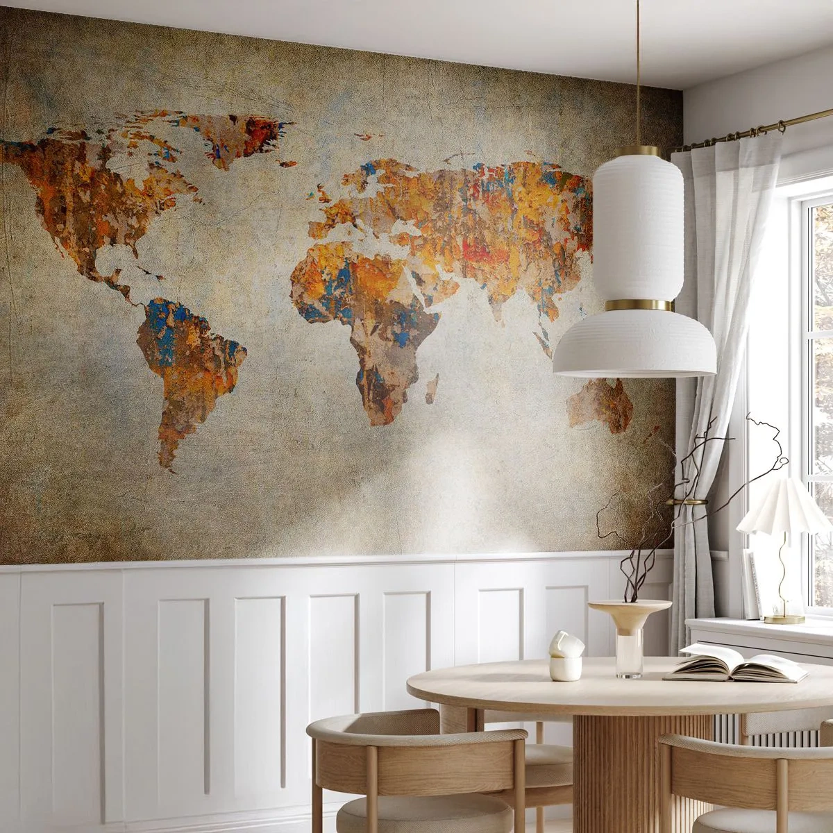 Papel de Parede Premium Sand - Um mundo verdadeiramente grande - Mapa mundial, Gráficos, Continentes - 100x70 cm