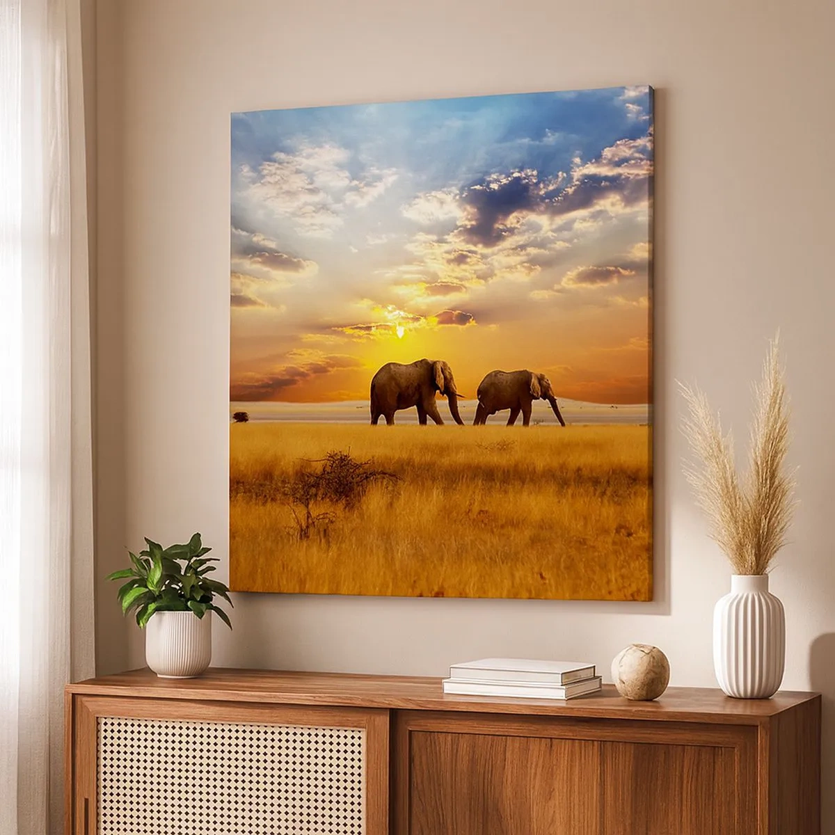 Quadro em tela - Caminhada em família - 30x30 cm