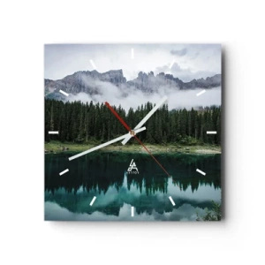 Relógio de parede - Relógio em vidro - Calma, silêncio, não vamos acordar a água... - 30x30 cm