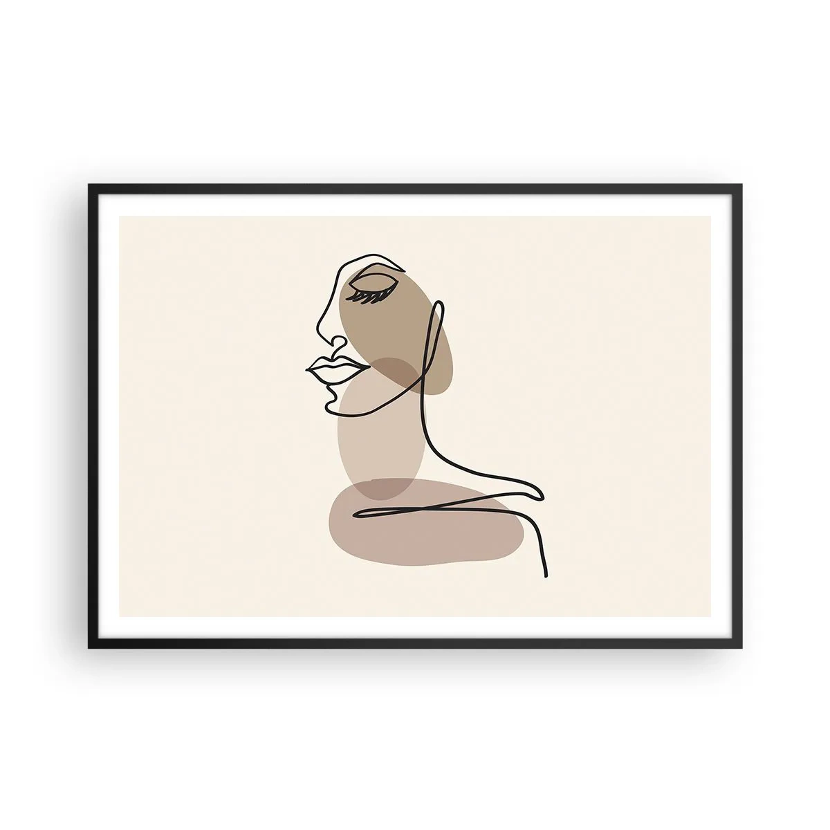 Pôster com moldura preta - Ouvindo-se a si própria - 100x70 cm