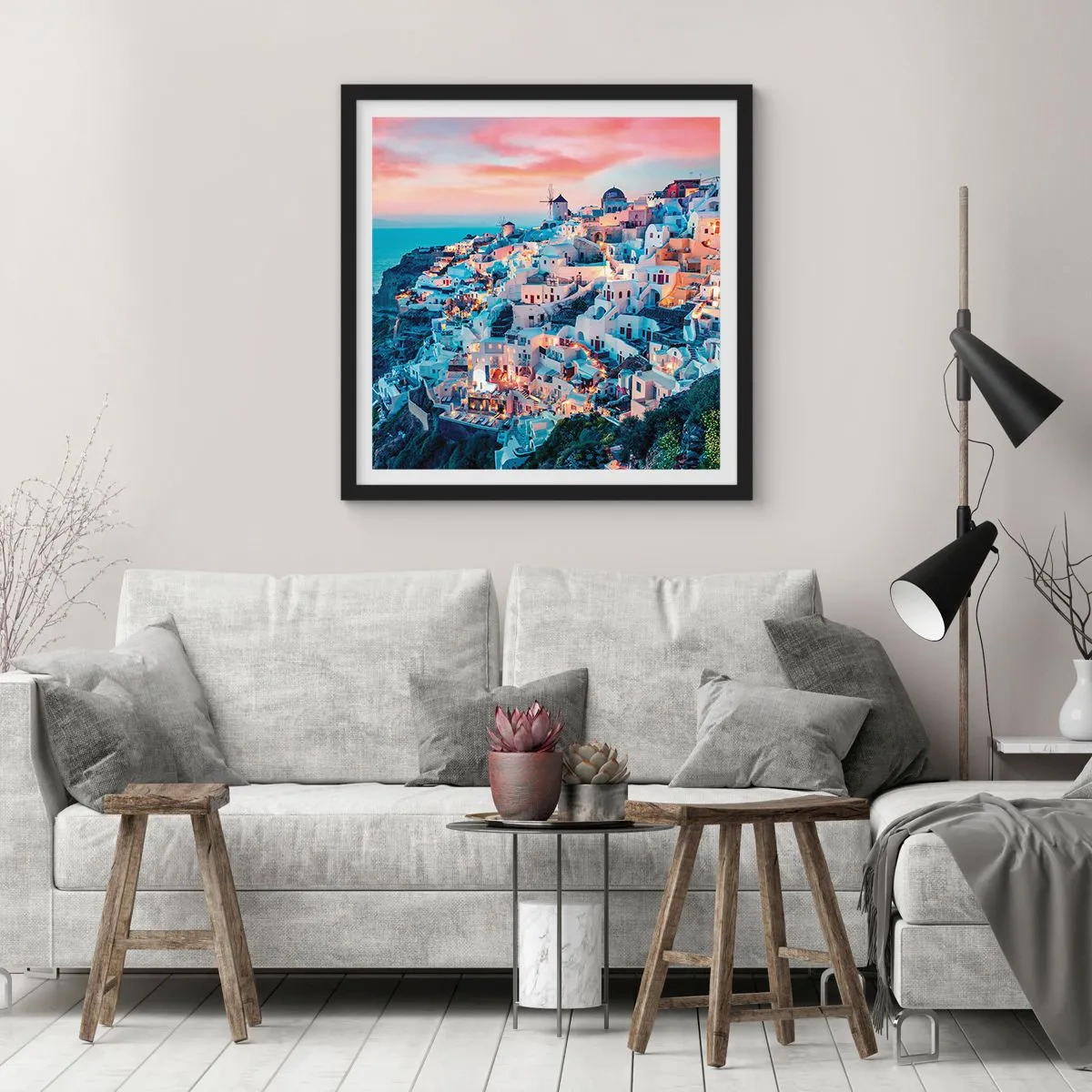 Pôster com moldura preta - As suas grandes férias gregas - 40x40 cm