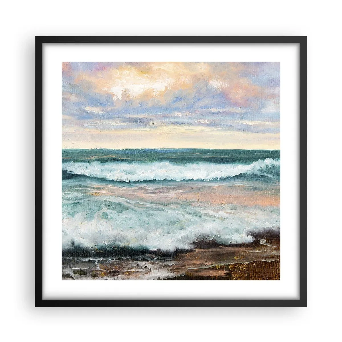 Pôster com moldura preta - Aqui suavizas a alma - 50x50 cm