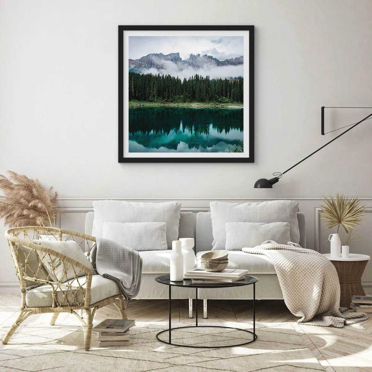 Pôster com moldura preta - Calma, silêncio, não vamos acordar a água... - 60x60 cm