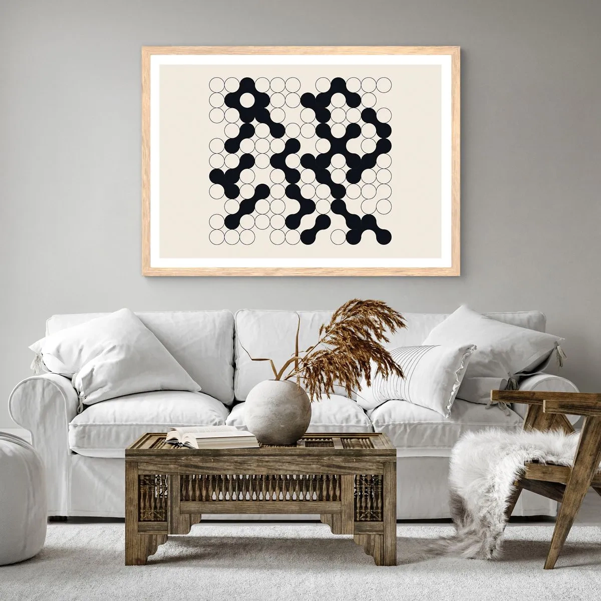 Pôster com moldura de carvalho claro - Jogo chinês – variação - 70x50 cm