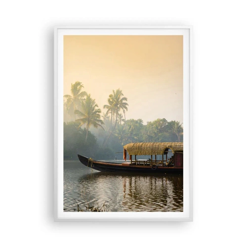 Pôster em moldura branca - Casa no rio - 70x100 cm