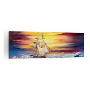 Quadro em tela - Corajosamente contra as ondas - 160x50 cm