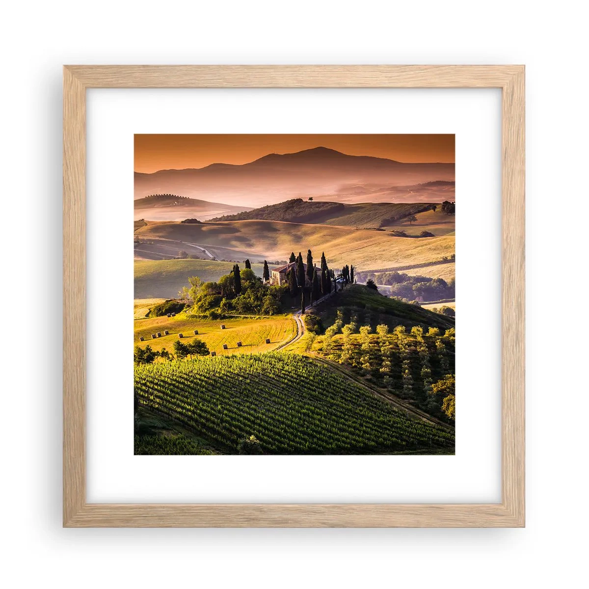 Pôster com moldura de carvalho claro - Arcádia - Paisagem toscana - 30x30 cm