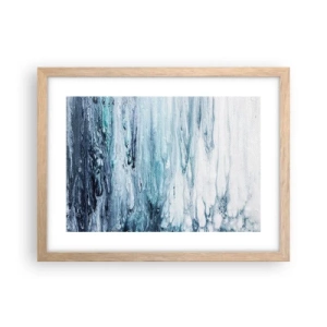 Pôster com moldura de carvalho claro - Estalactites em azul - 40x30 cm