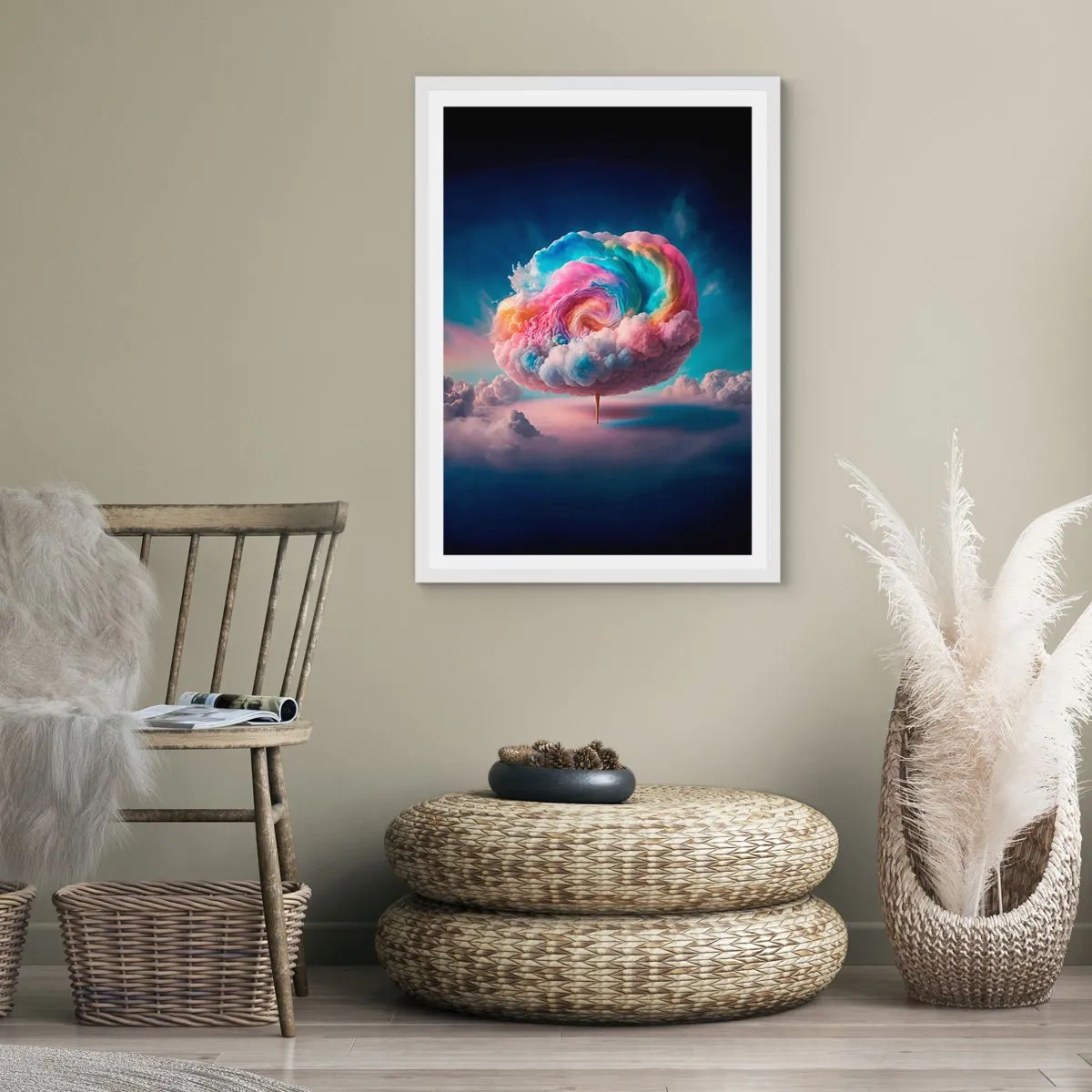 Pôster em moldura branca - O sonho de um parque de diversões - 70x100 cm