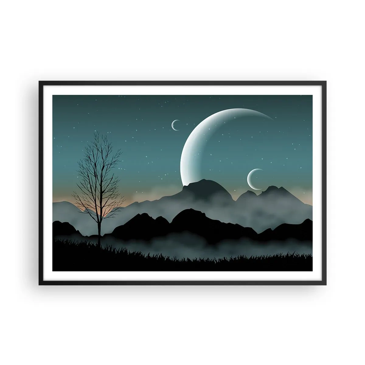 Pôster com moldura preta - Carnaval de uma noite estrelada - 100x70 cm