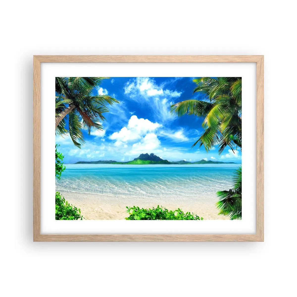 Pôster com moldura de carvalho claro - O azul dos trópicos - 50x40 cm