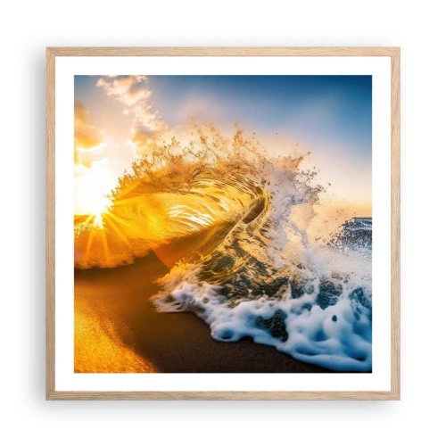 Pôster com moldura de carvalho claro - Diversão na areia - 60x60 cm