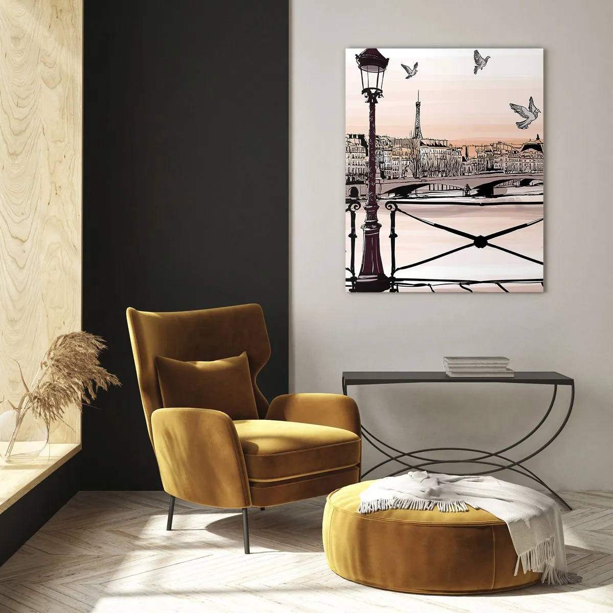 Quadro em vidro - Sobre os telhados de Paris - 50x70 cm