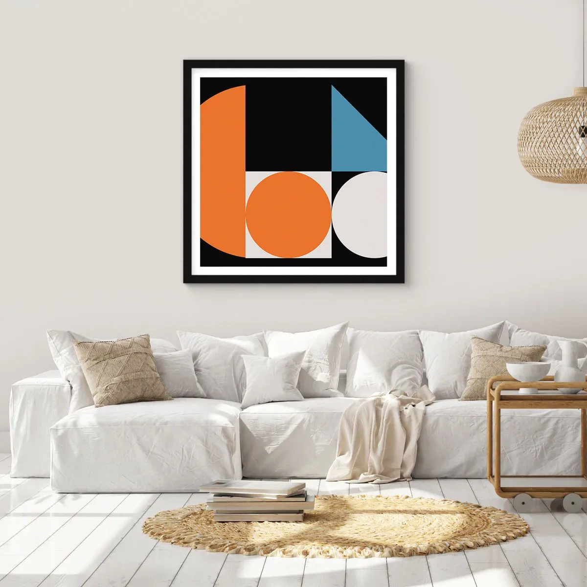 Pôster com moldura preta - Disposição das figuras - 50x50 cm