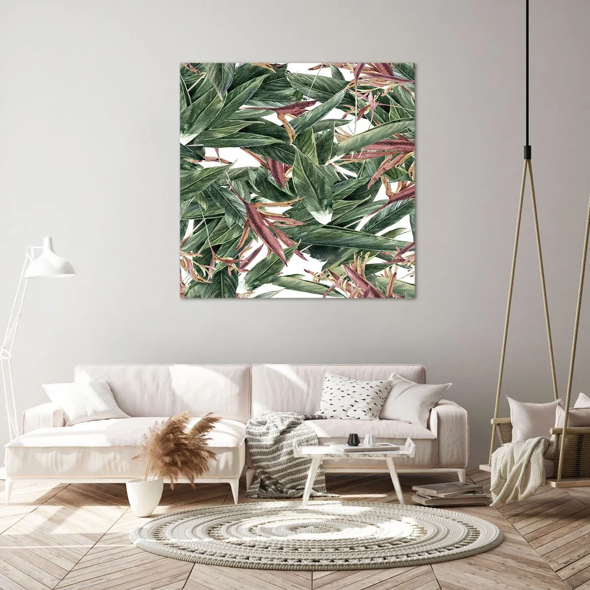 Quadro em tela - Matagal esmeralda-lilás - 50x50 cm