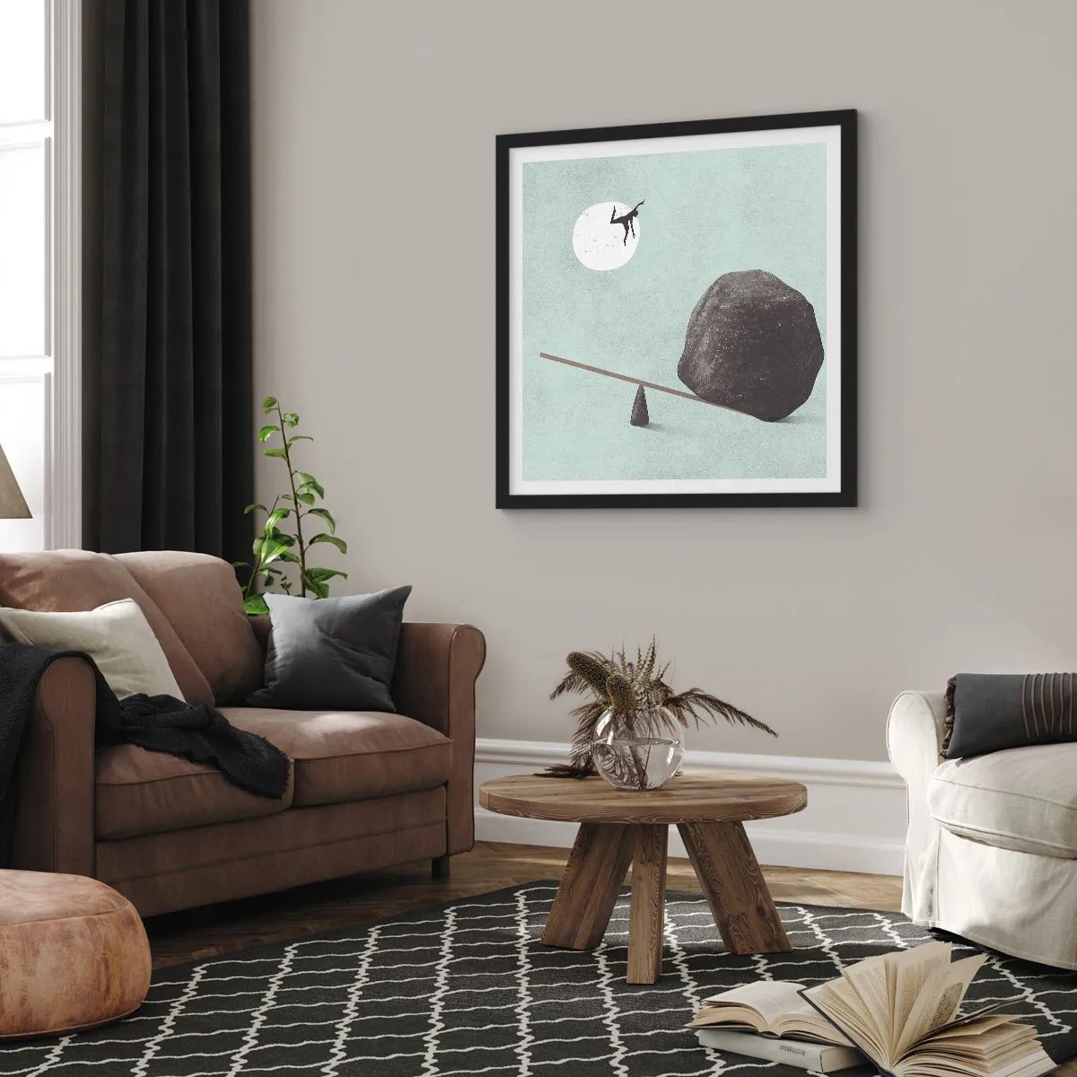 Pôster com moldura preta - Um sonho tornado realidade - 40x40 cm