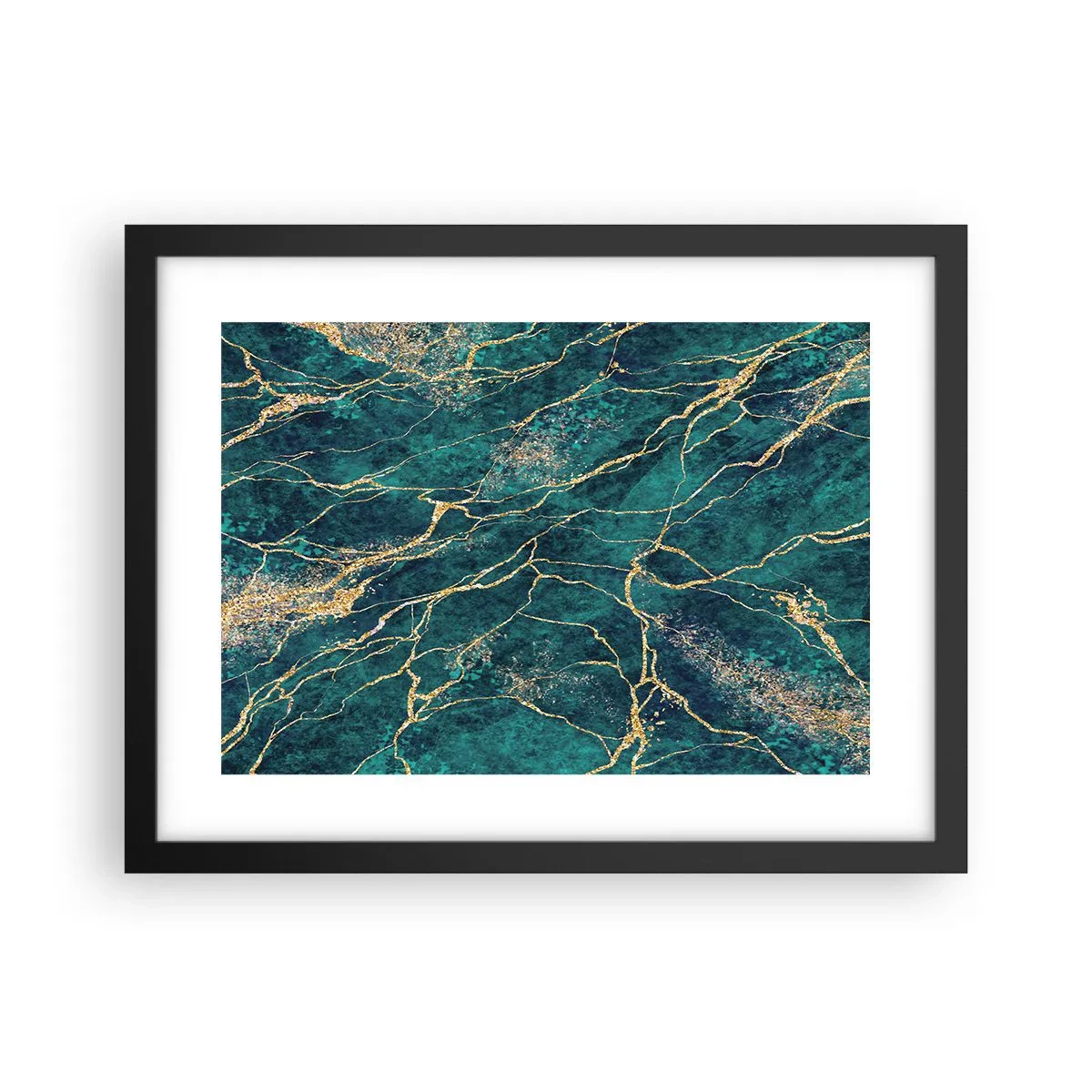 Pôster com moldura preta - Veia dourada - 40x30 cm