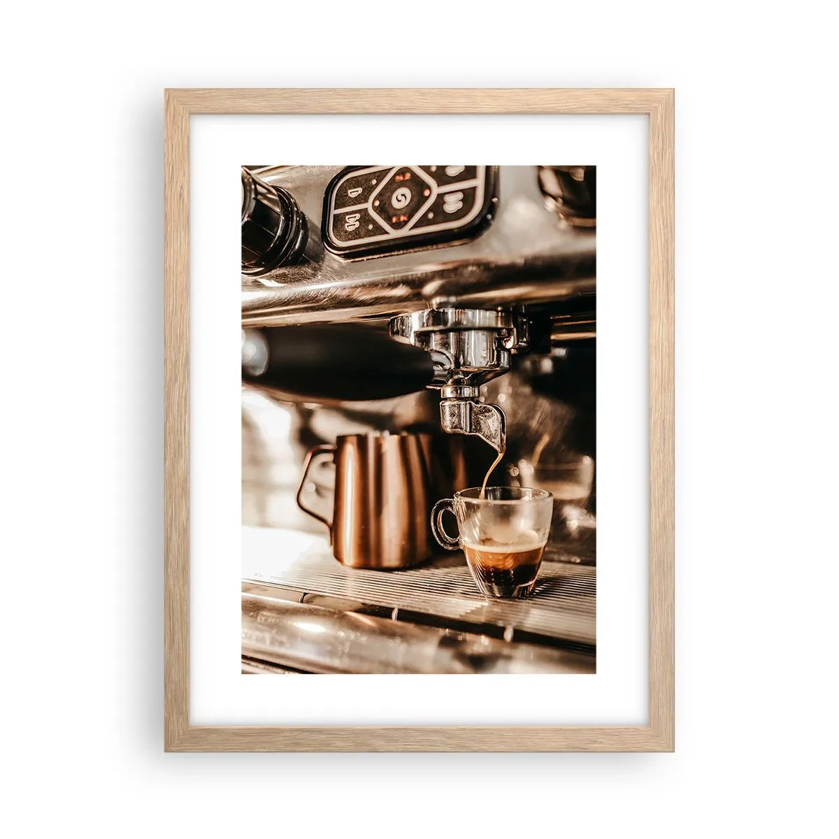 Pôster com moldura de carvalho claro - Brilho de café - 30x40 cm
