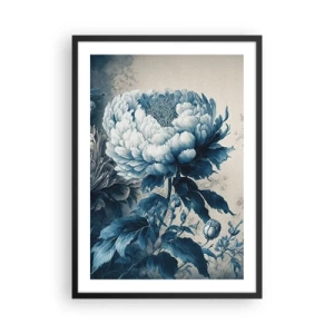 Pôster com moldura preta - Delicada flor azul em estilo vintage - 50x70cm - Casal que combina - Decoração de parede moderna para a sala de estar e quarto ARTTOR