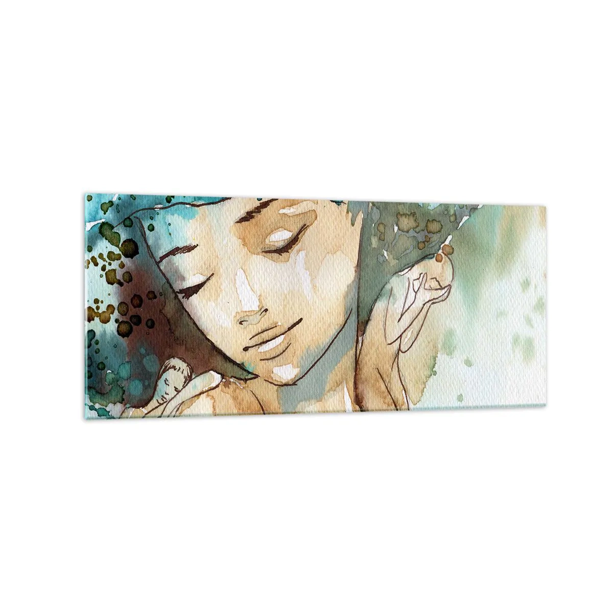 Quadro em vidro - Dama em azul - 120x50 cm