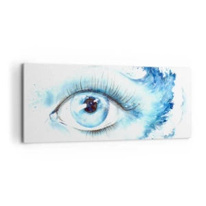 Quadro em tela - Mergulho no olhar azul - 100x40 cm