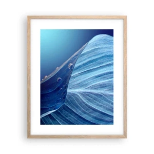 Pôster com moldura de carvalho claro - Gotas escondidas no azul - 40x50 cm