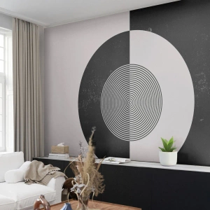 Papel de Parede Premium Canvas - Harmonia a preto e branco - Abstração, Pedaço, Preto e branco - 300x210 cm