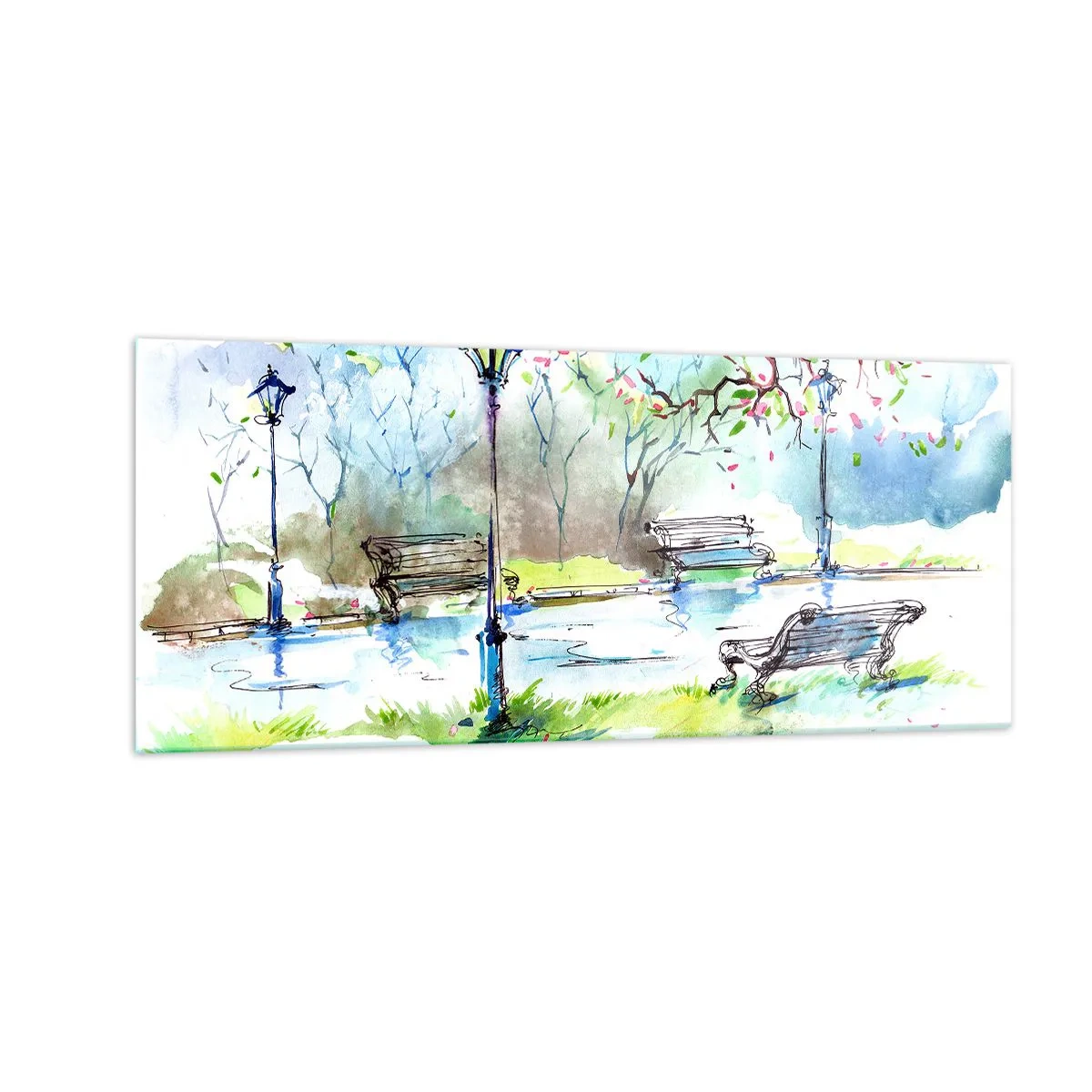 Quadro em vidro - O encanto do silêncio do parque - 100x40 cm