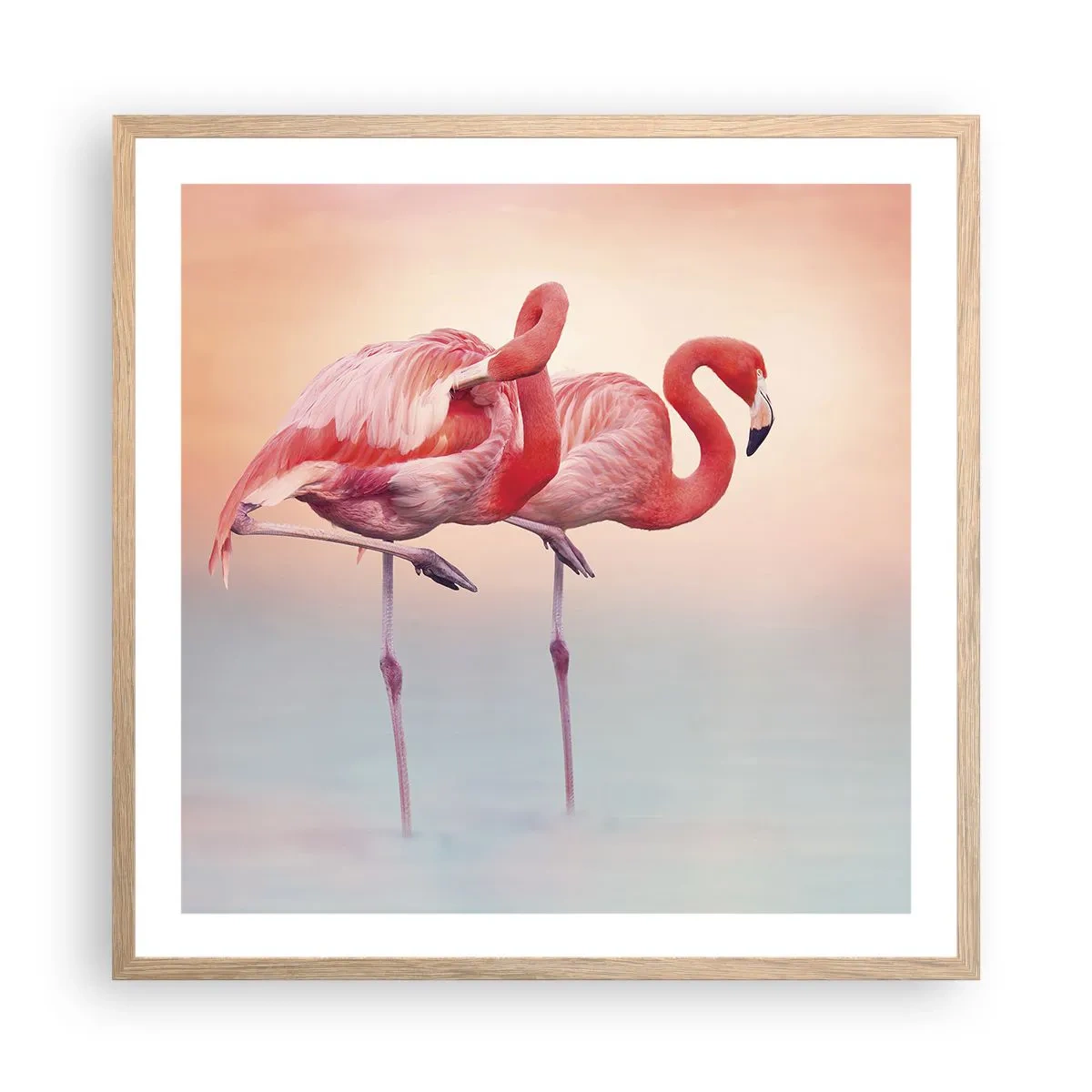 Pôster com moldura de carvalho claro - Na cor do sol poente - 60x60 cm